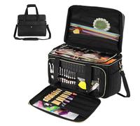 Borsa per uncinetto - Borsa portatile con tracolla regolabile, organizer per lavori a maglia con divisore interno, portaprogetti ṕer filati | B́orsa all'uncinetto p̀er mamma, principianti, amanti