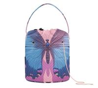 Borsa per uncinetto con farfalla viola, porta palline di filato, portatile, da viaggio, per lavorare a maglia, uncinetto