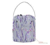 Borsa per uncinetto con fiori carini, color lavanda, viola, grigio, con fori, borsa per uncinetto