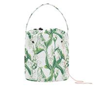 Borsa per uncinetto con fiori di giglio retrò, colore bianco, piccola borsa per lavori a maglia, con fori, per forniture artistiche