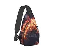 Borsa per Uomo Donna Antifurto Multiuso Casual viaggio Borsa Tracolla, Wild And Angry Tiger Fire Flame Brave Mammal King Art Zaino a Tracolla