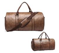 Borsa per vestiti a mano, borse da viaggio per vestiti, borsa da viaggio | convertibile per appendiabiti, porta vestiti 2 in 1 in pelle con scomparto per scarpe per uomini e donne, vacanze, Tè Marrone