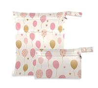 Borsa per vestiti sporchi a prova di disordine Confezione da 2 elementi essenziali da viaggio per bambini con manici per l'asilo nido, il bagno (cuore beige pallone)