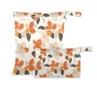 Borsa per vestiti sporchi con cerniera, confezione da 2 elementi essenziali da viaggio per bambini, con manici per viaggi, bagno (Simple Flowers Retro)