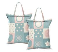 Borsa per vestiti sporchi con motivo patchwork fiori pastello pesca borsa impermeabile per yoga allenamento 2 pack sporco lavanderia borsa da viaggio con manico