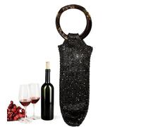 Borsa per vino - Borsa a rete con strass, con manico, elegante borsa per bottiglia di vino per champagne, 6,3 x 6,3 x 3,54 pollici, celebrazione, festa, matrimonio, picnic, cena, viaggi e vacanze