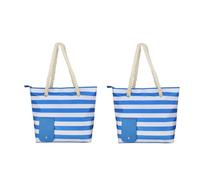 Borsa per vino con dispenser per bevande, borsa in tela con scomparto isolato nascosto, per spiaggia, viaggi, picnic, campeggio, regalo per Winelover, Blu × 2, Refer to description, Unisex