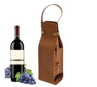 Borsa per vino in pelle, portatile, per il trasporto, riutilizzabile, con manico, borsa da viaggio per bottiglie di liquore, per bottiglie standard da 750 ml, Marrone, Refer to description, Unisex
