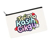 Borsa per WC con lettere stampate, belle penne per cosmetici, per donne e ragazze, per il trucco, con lettere cosmetiche, lavaggio a pressione, c, Bellezza di massa