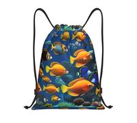 Borsa per zaino con coulisse con stampa del trattore Borsa sportiva da palestra Borsa con coulisse Borsa per lo shopping con coulisse, Mondo subacqueo Pesce Tropicale, Medio, Pesce tropicale del mondo