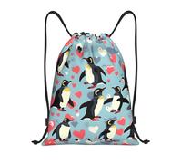 Borsa per zaino con coulisse con stampa di nani stravaganti di Natale Borsa sportiva da palestra Borsa con coulisse Borsa per la spesa, Io amo i pinguini, S