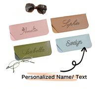Borsa personalizzata e personalizzata per conservazione occhiali - Organizer portatile per occhiali da sole tinta unita, incisione nome fai-da-te, pochette in pelle PU personalizzabile, custodia prote
