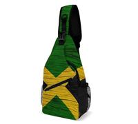 Borsa Petto Antifurto Zaino Monospalla Per Viaggi, Campeggio, Escursionismo Jamaica Flag North America Wooden Poliestere Sacchetto Del Messaggero