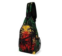 Borsa Petto Casual Sling Bag Per Scuola, Ciclismo, Viaggi Marijuana Leaves Lion Cannabis Impermeabile Zaini A Tracolla