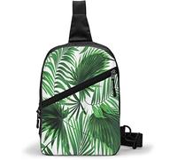Borsa petto realistica Foglie vivide di palma Crescita Ecologia Botanica Stampa a tema,Borse a tracolla Zaino a tracolla multiuso Zaino da viaggio impermeabile Escursionismo Pacchetto petto alla moda