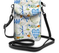 Borsa piccola per cellulare in pelle Pu collo d'anatra blu bowknot carino animale da fattoria cuore borse a tracolla portafoglio da viaggio