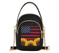 Borsa piccola per tutte le stagioni con manico superiore | Borsa a tracolla in tessuto trapuntato in poliestere Commissioni quotidiane & Incontri Girasoli America