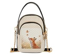 Borsa piccola per tutte le stagioni con manico superiore | Borsa per telefono taglia unica Weekend Outdoor Walk Volpi Farfalla