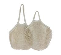 Borsa pieghevole in rete di cotone per la spesa, riutilizzabile, con tasca in rete intrecciata scavata per riporre la cucina (beige A, L)