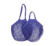Borsa pieghevole in rete di cotone, portatile, riutilizzabile, con tasca in rete intrecciata scavata per riporre la cucina (viola, L)