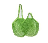 Borsa pieghevole in rete di cotone, portatile, riutilizzabile, con tasca in rete intrecciata scavata per riporre la cucina (verde, M)