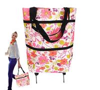 Borsa pieghevole per carrello della spesa - portatile, ruote girevoli silenziose, resistente all'acqua | e unico commestibili, pic-nic, Viaggi