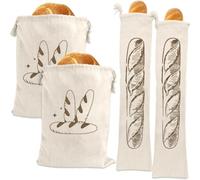 Borsa pieghevole per il pane con chiusura a coulisse rinforzata, utilizza tessuto traspirante per preservare la consistenza e il gusto di vari tipi di pane