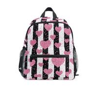 Borsa Pink Glitter Hearts Zaino Gite alta capacità | Comodo Zainetti Facile Da Pulire Backpack Scuola Materna Escursione