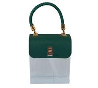 BORSA Plexiglass manico e coperchio in Similpelle VERDE 16x18x10 cm 1EXJ