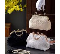 Borsa Pochette In Pizzo Con Cornice Bronzo Vintage Elegante Cerimonia CF54445