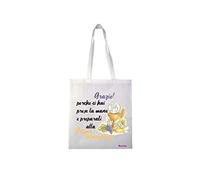 Borsa Poliestere Ecru - 36x40 cm - Grazie Catechista - Decorata Con Frase - Regalo Catechista - Prima Comunione