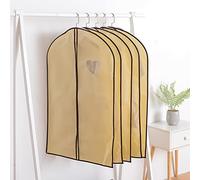 Borsa porta abiti, 5 pezzi di fodere traspiranti e spesse in tessuto non tessuto, for giacche, cappotti e abiti, beige, 60x125 cm(60x95cm)