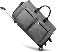 Borsa porta abiti arrotolabile, con ruote, borsa per indumenti da viaggio con scomparto per scarpe, borsone con ruote, borsa da viaggio per il weekend, per donne o uomini, grigio, A1-Grigio-2P