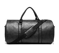 Borsa porta abiti da viaggio in pelle convertibile da uomo con scomparto per scarpe, impermeabile, perfetta per viaggi d'affari/regali per marito, Nero