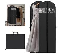 Borsa Porta Abiti Lungo, 2 Pezzi Nero Porta Abiti da Viaggio, 60 x 180 cm Traspirante Borsa Porta Abiti, Pieghevole Copriabiti, Borsa Appendiabiti Lunga e Pieghevole, Per Abiti da Sposa,Abiti da Sera