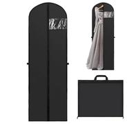 Borsa Porta Abiti Lungo, Nero Custodie Abiti Armadio, 60 x 180 cm Traspirante Borsa Porta Abiti, Pieghevole Copriabiti, Sacchetti per Abiti con Finestrella, Per Abiti da Sposa, Abiti da Sera