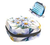 Borsa porta assorbenti con fiori di camomilla bianca, grande tasca per coppette mestruali con cerniera, borsa per assorbenti mestruali, per ragazze e donne