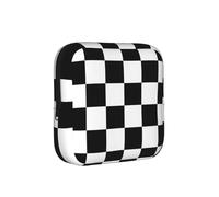 Borsa porta assorbenti con motivo a quadri bianchi e neri, con cerniera, ideale anche come borsetta per il cambio.