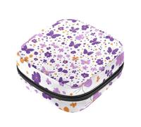 Borsa porta assorbenti con motivo floreale e farfalle viola, borsa per il primo ciclo mestruale per ragazze e donne, porta coppette mestruali femminili
