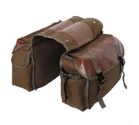 Borsa porta attrezzi, Borsa da bici in tela e pelle stile vintage con tasche multiple, chiusura a fibbia, 40x30x2 cm, nera, verde militare, cammello