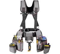 Borsa porta attrezzi con 22 tasche, con bretelle, multifunzionale e regolabile, resistente, adatta per elettricisti, falegnami, edilizia (grigio)