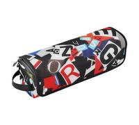 Borsa porta attrezzi con collage di lettere, con tappetino resistente al calore, borsa organizer portatile per arricciacapelli, piastre, spazzole, fermagli e fascette per capelli