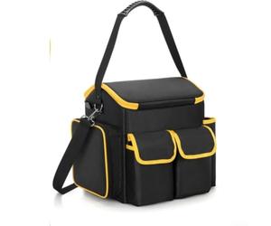 Borsa porta attrezzi con divisore staccabile e cuscinetto inferiore, 8 tasche anteriori, impermeabile, tessuto balistico 600D, piedini in gomma antiscivolo, trasporto flessibile per elettricisti