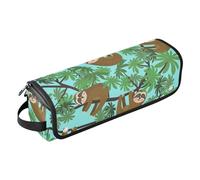 Borsa porta attrezzi con grazioso bradipo della giungla su sfondo blu, con tappetino resistente al calore, borsa organizer portatile per arricciacapelli, piastre, spazzole, fermagli e fascette per