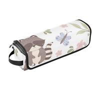 Borsa porta attrezzi con grazioso motivo procione con tappetino resistente al calore, borsa organizer portatile per arricciacapelli, piastre, spazzole, fermagli e fascette per capelli