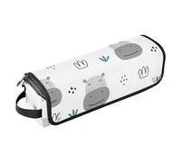 Borsa porta attrezzi con ippopotamo adorabile animale con tappetino resistente al calore, borsa organizer portatile per arricciacapelli, piastre, spazzole, clip e fascette per capelli