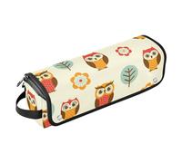 Borsa porta attrezzi con motivo a gufo, con tappetino resistente al calore, borsa organizer portatile per arricciacapelli, piastre, spazzole, fermagli e fascette per capelli