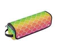 Borsa porta attrezzi con motivo a zigzag arcobaleno, con tappetino resistente al calore, borsa organizer portatile per arricciacapelli, piastre, spazzole, fermagli e fascette per capelli
