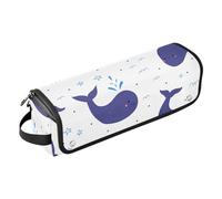 Borsa porta attrezzi con motivo balena, con tappetino resistente al calore, borsa organizer portatile per arricciacapelli, piastre, spazzole, fermagli e fascette per capelli