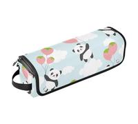 Borsa porta attrezzi con panda e palloncino a fragola, con tappetino resistente al calore, borsa organizer portatile per arricciacapelli, piastre, spazzole, fermagli e fascette per capelli